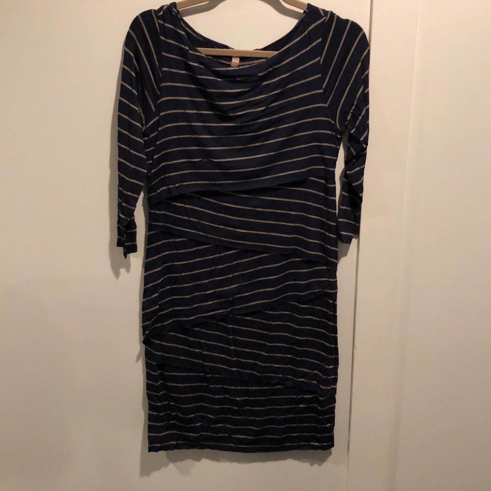 Bailey 44 asymmetrical stripe bodycon dress size L
